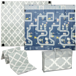 AIYAPLAY Foldable Baby Play Mat, Baby Playpen, Reversible Foam Playmat, Floor Mats for Toddlers, Traffic and Grey Diamond Theme - thumbnail 1