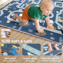 AIYAPLAY Foldable Baby Play Mat, Baby Playpen, Reversible Foam Playmat, Floor Mats for Toddlers, Traffic and Grey Diamond Theme - thumbnail 7