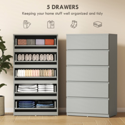 HOMCOM Chest of Drawers, 5-Drawer Storage Cabinets, Modern Dresser, Storage Drawer Unit for Bedroom - thumbnail 4