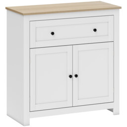 HOMCOM Sideboard Storage Cabinet, Morden Kitchen Cupboard with Adjustable Shelf, Drawer and Double Doors, Sideboard for Living Room, Dining Room, Hallway, White - thumbnail 1