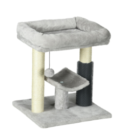 PawHut Kitty Climber: 48cm Cat Tree with Self-Groomer, Scratching Post & Dangling Ball, Grey - Aosom UK - thumbnail 1