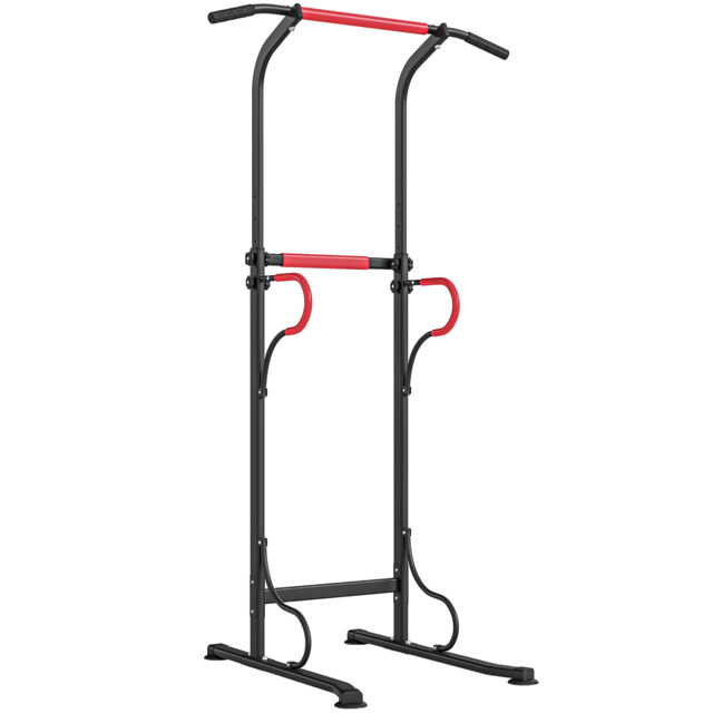 HOMCOM Steel Multi-Use Exercise Power Tower Pull Up Station Adjustable Height W/ Grips - image 1