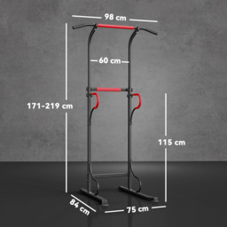HOMCOM Steel Multi-Use Exercise Power Tower Pull Up Station Adjustable Height W/ Grips - thumbnail 3