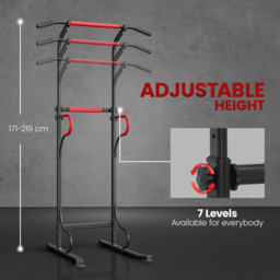 HOMCOM Steel Multi-Use Exercise Power Tower Pull Up Station Adjustable Height W/ Grips - thumbnail 5