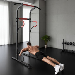 HOMCOM Steel Multi-Use Exercise Power Tower Pull Up Station Adjustable Height W/ Grips - thumbnail 8