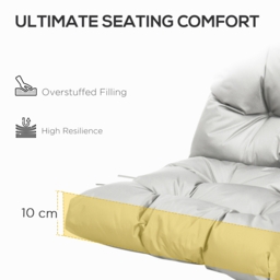 Outsunny Garden Back Chair Cushion, Comfortable Patio Seat Cushion Pad with Backrest for Outdoor & Indoor Use, Light Grey - Aosom UK - thumbnail 5