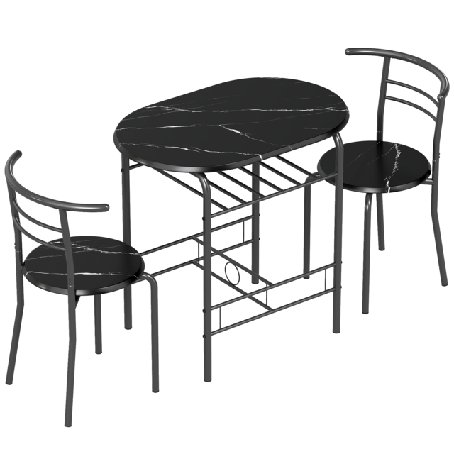 HOMCOM Three-Piece Compact Dining Set - Black - image 1