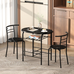 HOMCOM Three-Piece Compact Dining Set - Black - thumbnail 2