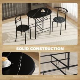HOMCOM Three-Piece Compact Dining Set - Black - thumbnail 6