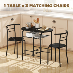 HOMCOM Three-Piece Compact Dining Set - Black - thumbnail 4