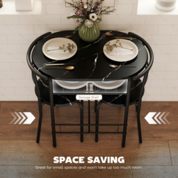 HOMCOM Three-Piece Compact Dining Set - Black - thumbnail 5