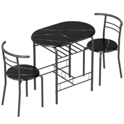 HOMCOM Three-Piece Compact Dining Set - Black - thumbnail 1