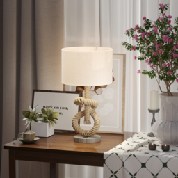 HOMCOM Nautical LED Desk Lamp: USB Port, Ambient Bedroom Light, Home Office Décor, Beige - Aosom UK - thumbnail 2