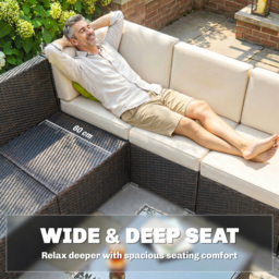 Outsunny 7-Seater PE Rattan Furniture Set with Adjustable Foot Pads & UV Resistance for Garden Patio Conservatory Outdoor, Brown - Aosom UK - thumbnail 6