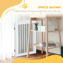 PawHut Foldable Dog Gate, Wooden Freestanding Pet Gate with 2 Support Feet, Dog Barrier for Doorways, Stairs, Halls - White - Aosom UK - thumbnail 5