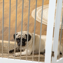PawHut Foldable Dog Gate, Wooden Freestanding Pet Gate with 2 Support Feet, Dog Barrier for Doorways, Stairs, Halls - White - Aosom UK - thumbnail 8