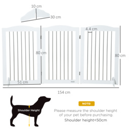 PawHut Foldable Dog Gate, Wooden Freestanding Pet Gate with 2 Support Feet, Dog Barrier for Doorways, Stairs, Halls - White - Aosom UK - thumbnail 3