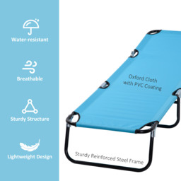 Outsunny Folding Chaise Lounge Pool Chairs, Outdoor Sun Tanning Chairs, Reclining Back, Steel Frame & Breathable Mesh, Sky Blue - thumbnail 5
