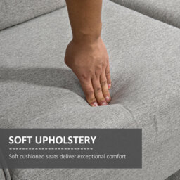 HOMCOM Compact Loveseat Sofa, Modern 2 Seater Sofa for Living Room with Wood Legs and Armrests, Cat Scratch Anti, Light Grey - Aosom UK - thumbnail 4