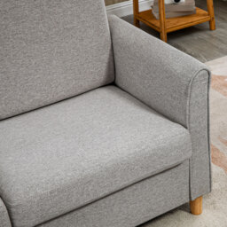 HOMCOM Compact Loveseat Sofa, Modern 2 Seater Sofa for Living Room with Wood Legs and Armrests, Cat Scratch Anti, Light Grey - Aosom UK - thumbnail 8