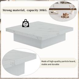 Modern Square Coffee Table with 4 Drawers and Sliding Surface, Space-Saving Center Table for Living Rooms, 90L x 90W x 25H cm, White - Aosom UK - thumbnail 4