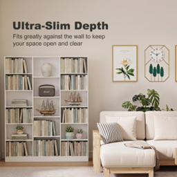 HOMCOM Bookcase with Open Storage, 6-Tier Bookshelf with Anti-Tipping Hardware, White - thumbnail 6