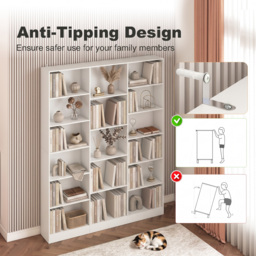 HOMCOM Bookcase with Open Storage, 6-Tier Bookshelf with Anti-Tipping Hardware, White - thumbnail 7
