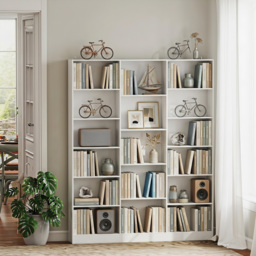 HOMCOM Bookcase with Open Storage, 6-Tier Bookshelf with Anti-Tipping Hardware, White - thumbnail 2