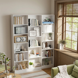 HOMCOM Bookcase with Open Storage, 6-Tier Bookshelf with Anti-Tipping Hardware, White - thumbnail 8