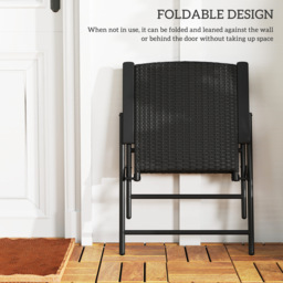 Outsunny Set of Four Folding Rattan Seat Chairs - Black - thumbnail 6