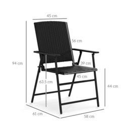 Outsunny Set of Four Folding Rattan Seat Chairs - Black - thumbnail 3