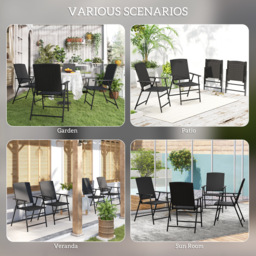 Outsunny Set of Four Folding Rattan Seat Chairs - Black - thumbnail 7