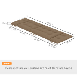 Outsunny Sun Lounger Cushions Only, 190x56x10cm Garden Lounge Chair Cushions Set of 2, UPF20+ 220gsm Fabric, Thick Sunbed Replacement Cushions with 6 Ties, Khaki - thumbnail 3