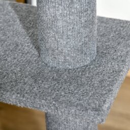 PawHut Cat Tree Tower, Floor to Ceiling with 3 Perches, Scratching Posts, Activity Centre for Kittens, Grey - Aosom UK - thumbnail 9