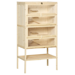 PawHut Hamster Cage Wooden Mouse Rodent Small Pet Animals 4 Layers Tall Bottom Storage Shelf Easy Clean - thumbnail 1