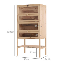 PawHut Hamster Cage Wooden Mouse Rodent Small Pet Animals 4 Layers Tall Bottom Storage Shelf Easy Clean - thumbnail 3