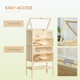 PawHut Hamster Cage Wooden Mouse Rodent Small Pet Animals 4 Layers Tall Bottom Storage Shelf Easy Clean - thumbnail 5