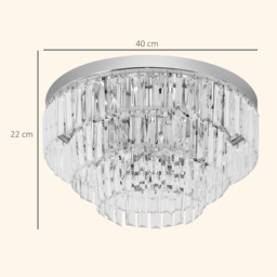HOMCOM Set of 2 Modern Crystal Ceiling Lights, Chandeliers, Pendant Lamps w/ 7 Lights, E14 Fittings for Living Room, Bedroom, Silver - thumbnail 3
