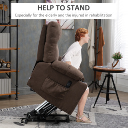 HOMCOM Electric Riser and Recliner Chair for Elderly, Power Lift Recliner Chair with Remote Control, Dark Brown - thumbnail 4