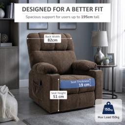 HOMCOM Electric Riser and Recliner Chair for Elderly, Power Lift Recliner Chair with Remote Control, Dark Brown - thumbnail 7