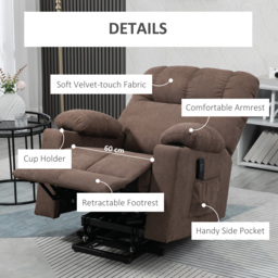 HOMCOM Electric Riser and Recliner Chair for Elderly, Power Lift Recliner Chair with Remote Control, Dark Brown - thumbnail 8