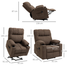 HOMCOM Electric Riser and Recliner Chair for Elderly, Power Lift Recliner Chair with Remote Control, Dark Brown - thumbnail 3