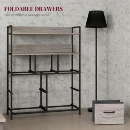 HOMCOM Rustic Chest of Seven Fabric Drawers - Grey Wood Effect - Aosom UK - thumbnail 6