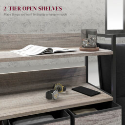 HOMCOM Rustic Chest of Seven Fabric Drawers - Grey Wood Effect - Aosom UK - thumbnail 5