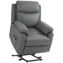HOMCOM Riser Recliner Chairs Power Recliner Chair for the Elderly, Lift Chair with Remote Control, Side Pockets, Charcoal Grey - Aosom UK - thumbnail 1