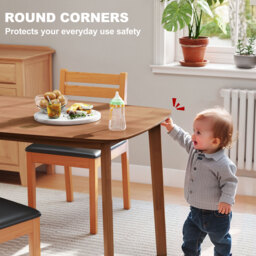 HOMCOM Pine Wood Rectangular Dining Table - Light Brown - thumbnail 6