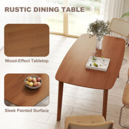 HOMCOM Pine Wood Rectangular Dining Table - Light Brown - thumbnail 7