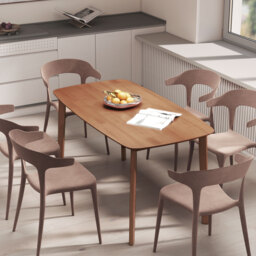 HOMCOM Pine Wood Rectangular Dining Table - Light Brown - thumbnail 9