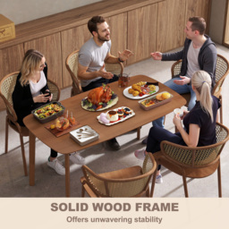 HOMCOM Pine Wood Rectangular Dining Table - Light Brown - thumbnail 5