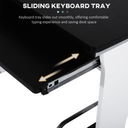 HOMCOM Computer Desk with Sliding Keyboard Tray Storage Drawers and Host Box Shelf Home Office Workstation (Black) - Aosom UK - thumbnail 5
